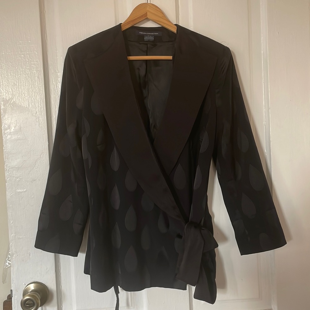 French Connection Silk Smoking Jacket with Tie